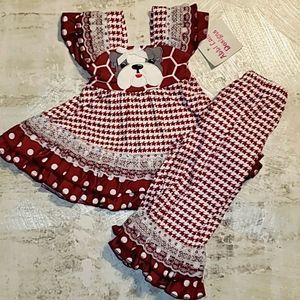 💥New 2pc Abbi Lane Dog Houndstooth Ruffle Outfit